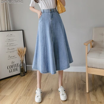 New Vintage Long Jeans Skirts For Women Retro Solid High Waist Denim Skirt Pocket A-Line Jupe Femme Split Big Swing Maxi Skirt
New Vintage Long Jeans Skirts For Women Retro Solid High Waist Denim Skirt Pocket A-Line Jupe Femme Split Big Swing Maxi Skirt