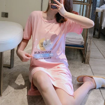2020 Summer Night Dress Women Plus Size Nightgown Elastic Slim Cute Cartoon Print Sleepshirts Short Sleeve Nightie Nightdress
2020 Summer Night Dress Women Plus Size Nightgown Elastic Slim Cute Cartoon Print Sleepshirts Short Sleeve Nightie Nightdress