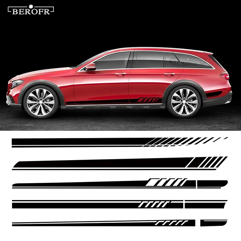 

2 Pcs For Mercedes Benz E Class W213 E63 AMG E53 S E43 S213 A238 C238 Car Decal Edition 1 Side Stripes Skirt Racing Long Sticker