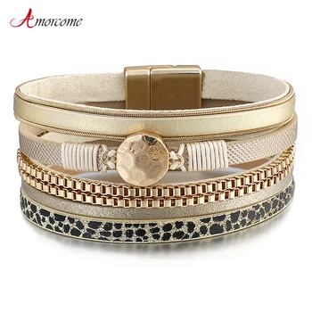 Amorcome Snake skin Pattern Leather Bracelets for Women 2020 Trendy Metal Round Multilayer Wrap Charm Bracelet Femme Jewelry
Amorcome Snake skin Pattern Leather Bracelets for Women 2020 Trendy Metal Round Multilayer Wrap Charm Bracelet Femme Jewelry