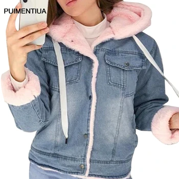 Puimentiua women Jacket Velvet Thick Denim Jacket fashion Female Winter Big Fur Collar Lamb Jacket Coat Female Short Coat 2020
Puimentiua women Jacket Velvet Thick Denim Jacket fashion Female Winter Big Fur Collar Lamb Jacket Coat Female Short Coat 2020