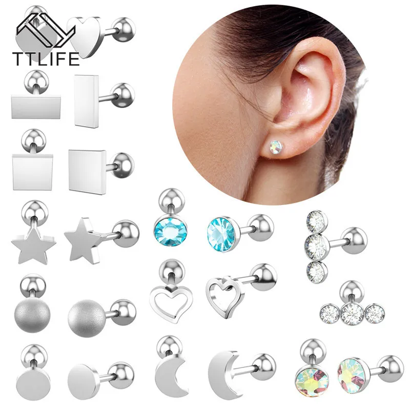 TTLIFE Geometry Stainless Steel Cubic Zirconia Barbell Daith Cartilage Screw Back Stud Tragus Helix Piercing Earrings Jewelry
TTLIFE Geometry Stainless Steel Cubic Zirconia Barbell Daith Cartilage Screw Back Stud Tragus Helix Piercing Earrings Jewelry