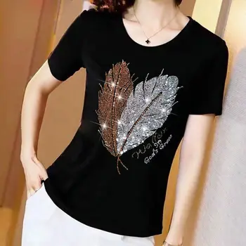 2020 Summer Cotton Short Sleeve T-shirt for Women Goods Loose fitting Mother top in large size black ironing and drilling botto
2020 Summer Cotton Short Sleeve T-shirt for Women Goods Loose fitting Mother top in large size black ironing and drilling botto