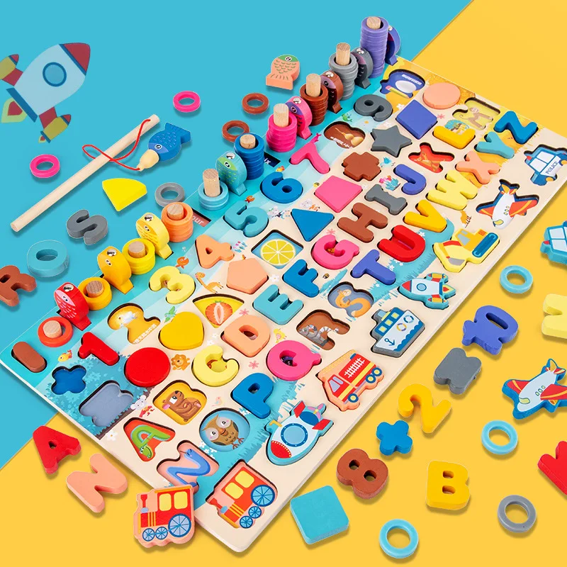 Child Montessori Educational Toy Seven-in-one Math Count Alphabet Plate Cognition Puzzle Games Baby Early Education Wooden Toys
Child Montessori Educational Toy Seven-in-one Math Count Alphabet Plate Cognition Puzzle Games Baby Early Education Wooden Toys