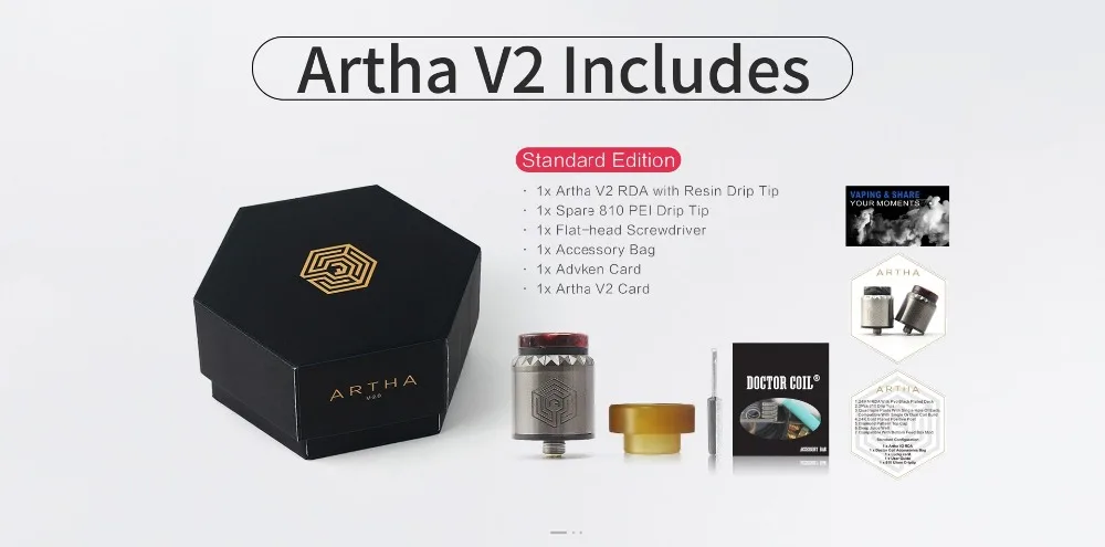 Advken Artha V2 RDA Vape pin Tank 24mm Rebuildable Atomizer Quadruple posts Electronic cigarettes Atomizer 510 For Squonk mod (6)