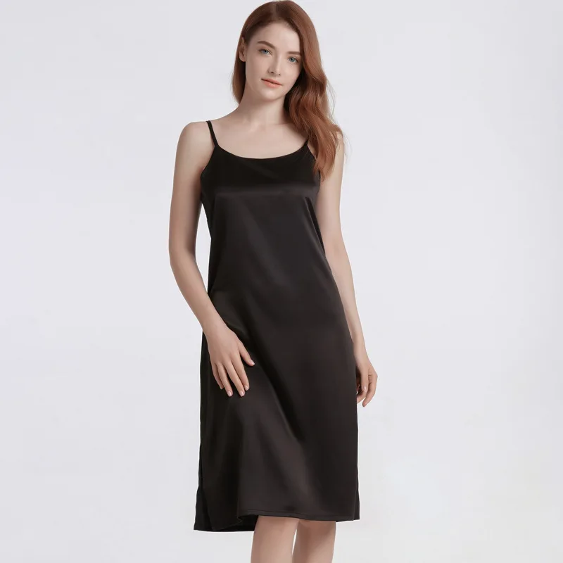Фото Женское белье шелковое платье длинное черное сексуальное ночное ночная сорочка