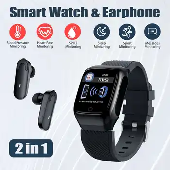 2in1 Stereo Dual bluetooth Earphone Smart Watch Heart Rate Blood Pressure Sports Smart Bracelet with TWS Earbud For IOS Android
2in1 Stereo Dual bluetooth Earphone Smart Watch Heart Rate Blood Pressure Sports Smart Bracelet with TWS Earbud For IOS Android