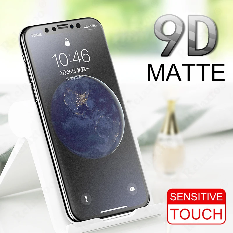 Защитное стекло 9D для iphone 11 pro max Xs Max Xr X 8 7 6 Plus матовое | Мобильные телефоны и