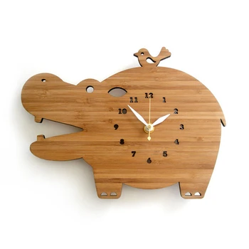 Natural log color hippo Bamboo & wood wall clock children's bedroommute modern design Rural creative personality home decor zl4 
Natural log color hippo Bamboo & wood wall clock children's bedroommute modern design Rural creative personality home decor zl4