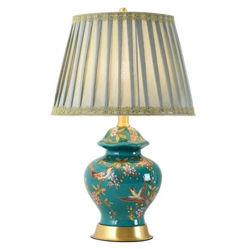 European Blue Porcelain Table Lamp Luxurious Country Flowers Birds Wedding Decor Ceramic Sofa Corner Desk Light
European Blue Porcelain Table Lamp Luxurious Country Flowers Birds Wedding Decor Ceramic Sofa Corner Desk Light