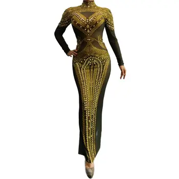Sparkly Rhinestones Mesh Transparent Stretch Long Dress Women Crystals Evening Prom Celebrity Party Dresses Singer Stage Costume
Sparkly Rhinestones Mesh Transparent Stretch Long Dress Women Crystals Evening Prom Celebrity Party Dresses Singer Stage Costume