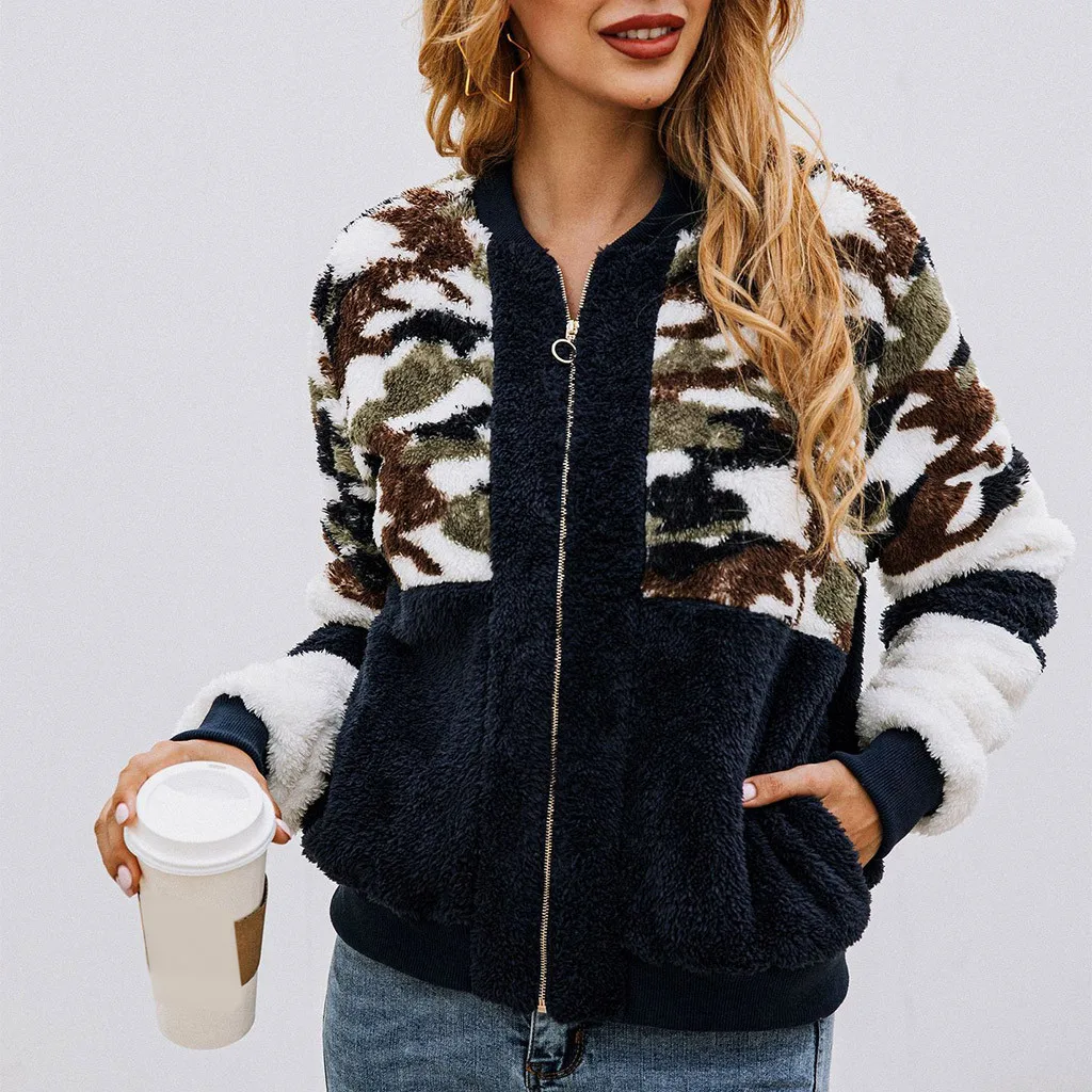 winter 2019 Fashion Women Fur Coats Patchwork Camouflage Zip Pocket Long Sleeve Jackets O-Neck Female Faux Coat куртка женская
winter 2019 Fashion Women Fur Coats Patchwork Camouflage Zip Pocket Long Sleeve Jackets O-Neck Female Faux Coat куртка женская