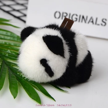 

Mini Mink Small Panda Keychain Fur Pendant Keyring Jewelry Bag Accessories Key Chain Pendant Cute Woman