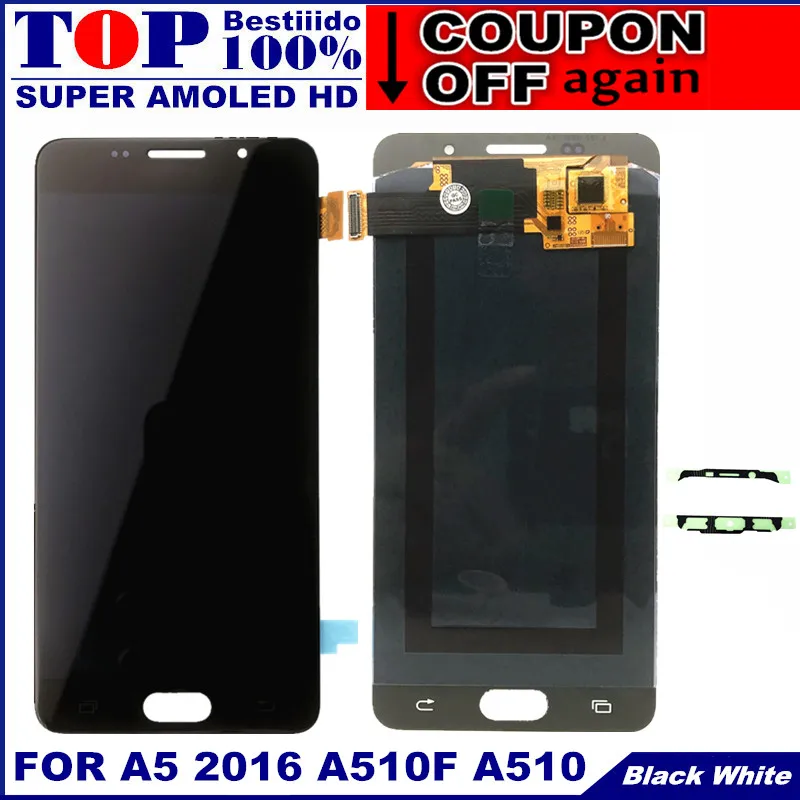 100% Тесты Super AMOLED ЖК дисплей для samsung Galaxy A5 2016 A510F A510M A510FD A5100 A510Y Дисплей кодирующий