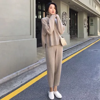 Lazy Wind Autumn Winter Sweater Women Two Piece Set Tracksuit Women Pull Femme Turtleneck Women Sweater And Knitted Pants Suits
Lazy Wind Autumn Winter Sweater Women Two Piece Set Tracksuit Women Pull Femme Turtleneck Women Sweater And Knitted Pants Suits
