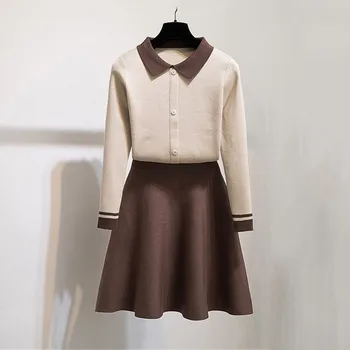 Women Sweater 2 Piece Set Long Sleeve Knitted Sweater Pullover + High Waist Skirts Womens Two Piece Set Korean Fashion Suits
Women Sweater 2 Piece Set Long Sleeve Knitted Sweater Pullover + High Waist Skirts Womens Two Piece Set Korean Fashion Suits