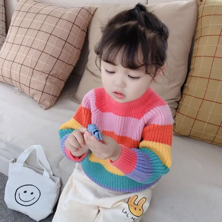 Girl'S Sweater Autumn And Winter 2019 New Style Childrenswear Small CHILDREN'S Baby Infant Rainbow Sweater Children Western Styl 
Girl'S Sweater Autumn And Winter 2019 New Style Childrenswear Small CHILDREN'S Baby Infant Rainbow Sweater Children Western Styl