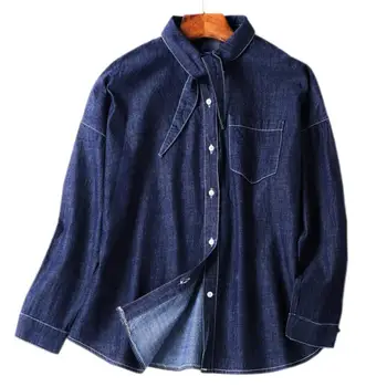 Dark blue denim blouse female long sleeve new loose fashion retro shirt women
Dark blue denim blouse female long sleeve new loose fashion retro shirt women