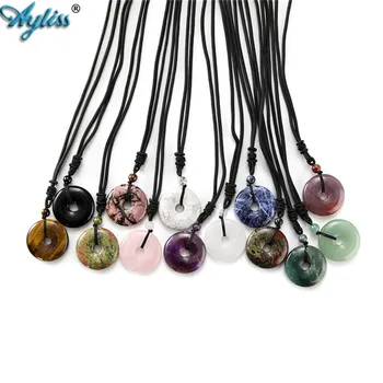 

Ayliss 30mm Donut Pendant Healing Crystals Necklace Natural Semi-Precious Chakra Swirl Gem Stones Reiki Yoga Pendant Necklace