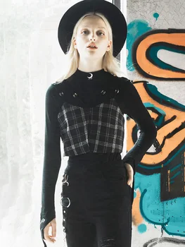 PUNK RAVE Punk Cold Wind Camisole Wear New Autumn Sexy Sleeveless T-shirt Female Short Plaid Shirt
PUNK RAVE Punk Cold Wind Camisole Wear New Autumn Sexy Sleeveless T-shirt Female Short Plaid Shirt