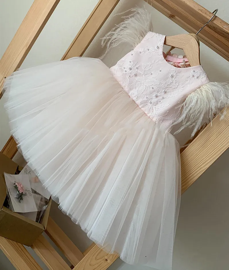 Beige Tulle Baby Girls Dresses Lace Pearls Feather Tulle Knee Length Flower Girls Dresses Kids Party Gown
Beige Tulle Baby Girls Dresses Lace Pearls Feather Tulle Knee Length Flower Girls Dresses Kids Party Gown