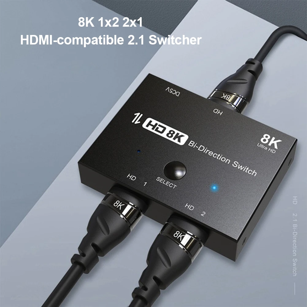 HDMI-compatible 2.1 Switcher Adapter 4K HD 120Hz 1x2/8K 60Hz 2x1 Bi-Direction Converter Splitter for PS4 Switch Accessories | Компьютеры и