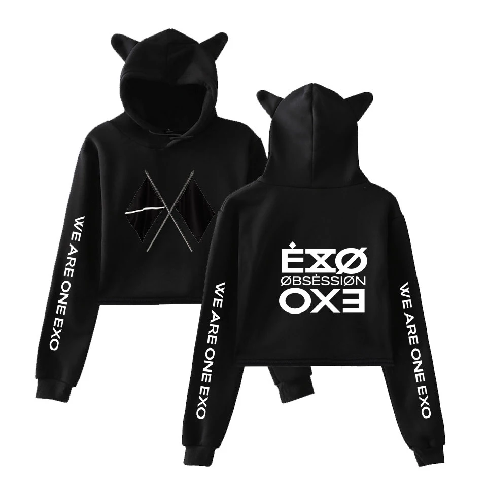 Frdun Tommee 2019 KPOP EXO Sixth Album OBSESSION X-EXO принт модный топ с кошачьими ушками женские