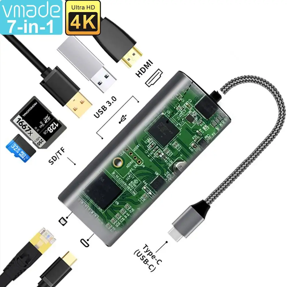 USB HUB C HUB Support 4K Ultra HD Adapter 7 in 1 USB C Dock for MacBook Pro Huawei Mate 30 USB-C 3.1 Splitter Port Type C HUB
USB HUB C HUB Support 4K Ultra HD Adapter 7 in 1 USB C Dock for MacBook Pro Huawei Mate 30 USB-C 3.1 Splitter Port Type C HUB