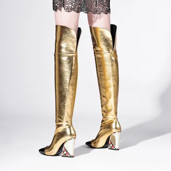 2020 Gold Over the Knee Boots Women Genuine Leather Thigh High Boots Runway Shoes Square Toe High Heels Ladies Party Shoes Woman
2020 Gold Over the Knee Boots Women Genuine Leather Thigh High Boots Runway Shoes Square Toe High Heels Ladies Party Shoes Woman
