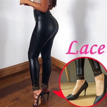 Everbellus High Waist Sexy Lace Faux Leather Leggings Women Light Thin&Thick Black PU Push Up Leggins Casual Slim Fitness Pants
Everbellus High Waist Sexy Lace Faux Leather Leggings Women Light Thin&Thick Black PU Push Up Leggins Casual Slim Fitness Pants