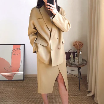 Spring high quality casual set high waist split skirt and free jacket two piece Women suit jacket and skirt
Spring high quality casual set high waist split skirt and free jacket two piece Women suit jacket and skirt