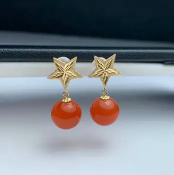shilovem 18K yellow Gold real Natural south Red agate stud earrings fine Jewelry gift new party plant myme9-9.599nh 
shilovem 18K yellow Gold real Natural south Red agate stud earrings fine Jewelry gift new party plant myme9-9.599nh
