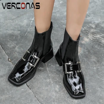 VERCONAS Autumn Winter Fashion Concise Women Ankle Boots High Heels Shoes Woman Metal Decoration Square Toe Boots New Arrival 
VERCONAS Autumn Winter Fashion Concise Women Ankle Boots High Heels Shoes Woman Metal Decoration Square Toe Boots New Arrival