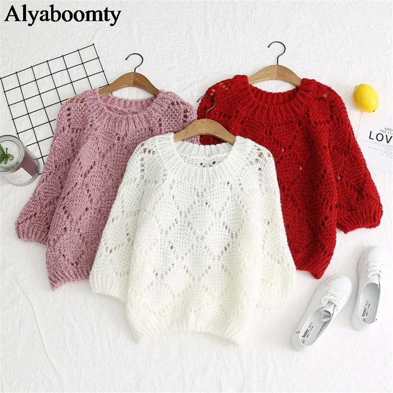 Japanese Mori Girl Spring Autumn Women Sweater White Pink Red Hollow Out Knitted Pullover Half Sleeve Cute Kawaii Loose Crop Top
Japanese Mori Girl Spring Autumn Women Sweater White Pink Red Hollow Out Knitted Pullover Half Sleeve Cute Kawaii Loose Crop Top