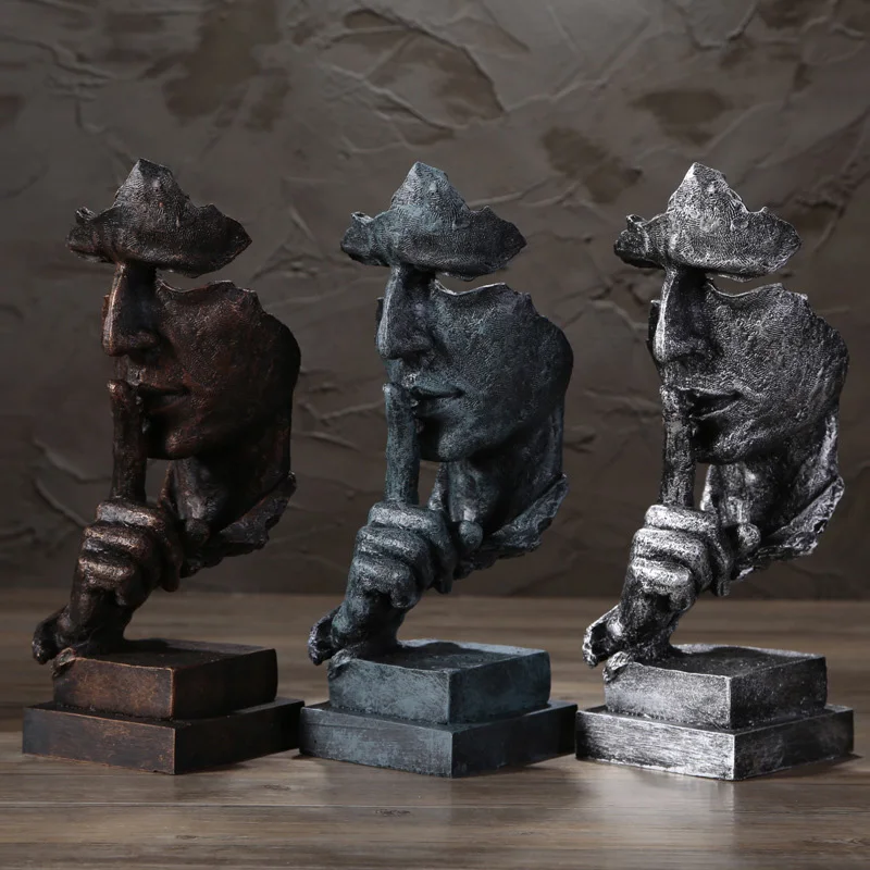 Creative Thinker Statues Retro Abstract Characters Figurine Silence Is Gold Home Decoration Accessories Home Desktop Craft Gift
Creative Thinker Statues Retro Abstract Characters Figurine Silence Is Gold Home Decoration Accessories Home Desktop Craft Gift
