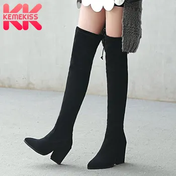 KemeKiss Women Thigh High Boots Fashion Pointed Toe Winter Keep Warm Stretch Shoes Women Square Heels Knee Boots Size 34-43
KemeKiss Women Thigh High Boots Fashion Pointed Toe Winter Keep Warm Stretch Shoes Women Square Heels Knee Boots Size 34-43