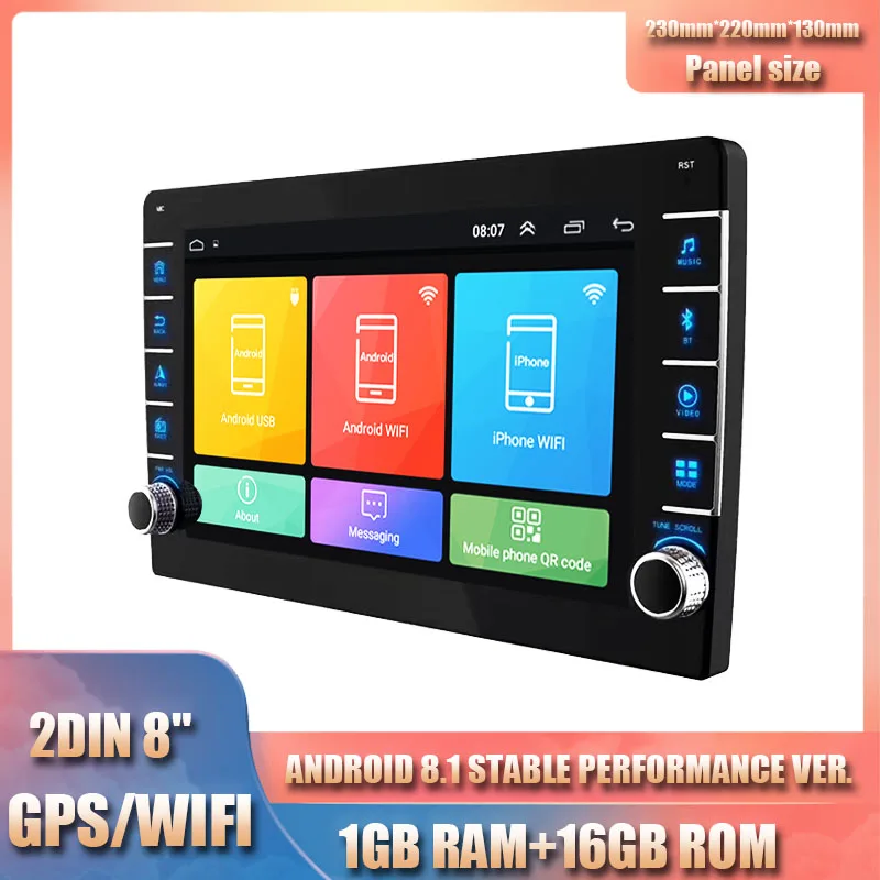 2Din 8"Android 8.1 RAM 1GB ROM 16GB Ultra-thin Modification Car Stereo Radio W/ Button Knob GPS Wifi OBD
2Din 8"Android 8.1 RAM 1GB ROM 16GB Ultra-thin Modification Car Stereo Radio W/ Button Knob GPS Wifi OBD