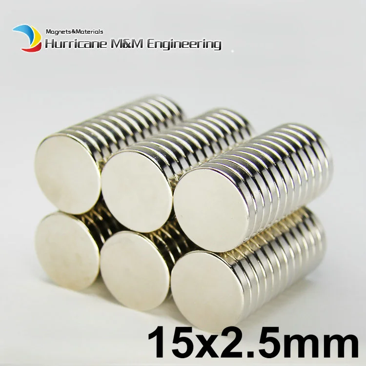 

60pcs NdFeB Magnet Disc Dia. 15x2.5 (+/-0.1mm) Precision Magnet Neodymium Round Magnets Cylinder Sensor Rare Earth Magnets