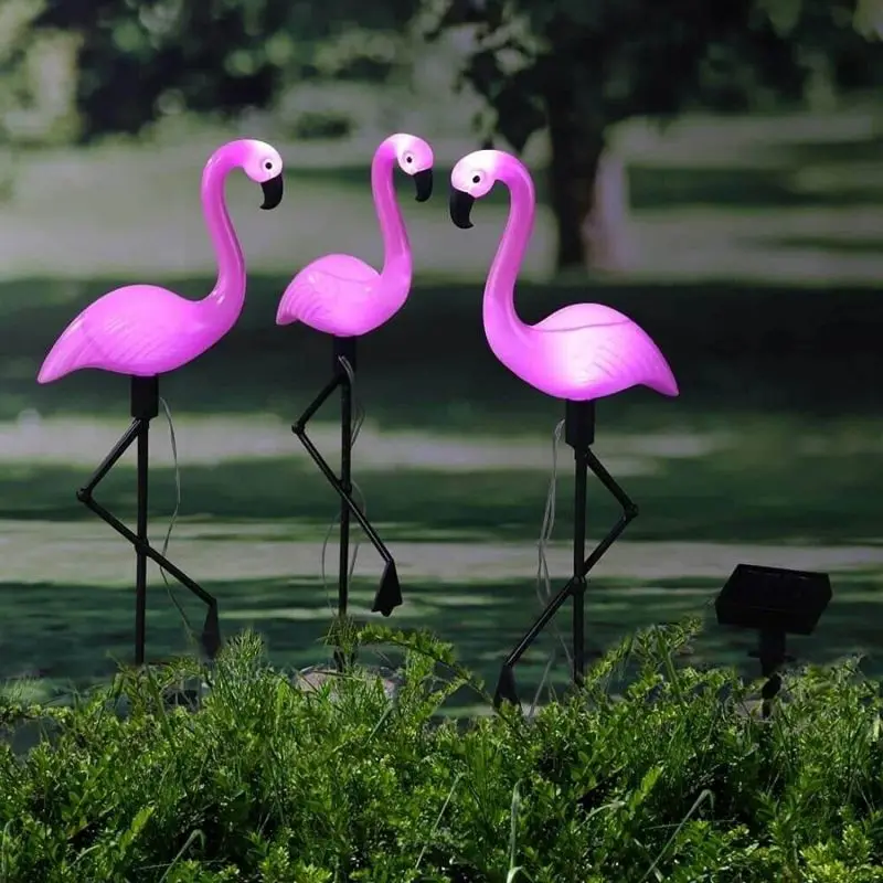 Solar Power Garden Light Beautiful Pink Flamingo Lawn Decor Garden Stake Landscape Lamp waterproof Outdoor Light Luz de jardín