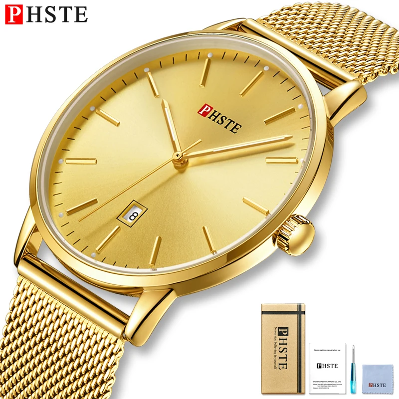 PHSTE Brand Luxury Men Watch Quartz Analog Japan Movt Date Luminous Waterproof Slim Thin Gold Steel Mesh Male Wrist Watch Golden
PHSTE Brand Luxury Men Watch Quartz Analog Japan Movt Date Luminous Waterproof Slim Thin Gold Steel Mesh Male Wrist Watch Golden