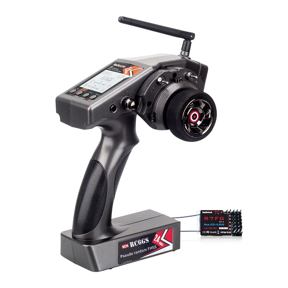 Radiolink RC6GS 6CH Radio Transmitter 2.4g with R7FG Gyro Receiver FPV Remote Controller for RC Crawler Car Boat (600m)
Radiolink RC6GS 6CH Radio Transmitter 2.4g with R7FG Gyro Receiver FPV Remote Controller for RC Crawler Car Boat (600m)