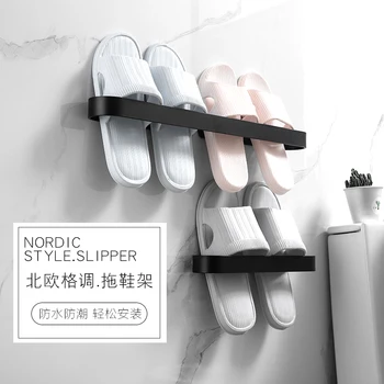 Bathroom Door Slippers Rack Wall-mounted Black Bathroom Wall Shoe Bracket Free Punching Shoes Storage Save Space Aluminum 
Bathroom Door Slippers Rack Wall-mounted Black Bathroom Wall Shoe Bracket Free Punching Shoes Storage Save Space Aluminum
