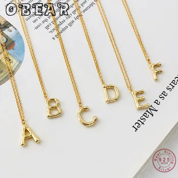 OBEAR 925 Sterling Silver Necklace Gold Color 26 Letters Pendant Necklace For Women Fashion Simple Charms Jewelry
OBEAR 925 Sterling Silver Necklace Gold Color 26 Letters Pendant Necklace For Women Fashion Simple Charms Jewelry