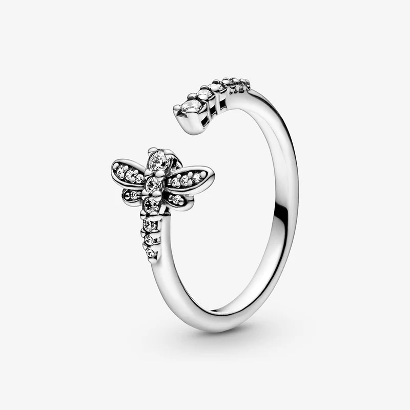 

Spring New Gift Authentic 925 Sterling Silver Rings Pave Sparkling Daisy Flower Crown ring Flower Petals Band Rings Jewelry Lady