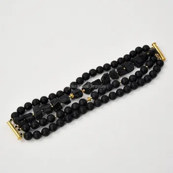 GuaiGuai Jewelry 4 Rows Natural Black Tourmaline Rough Black Matte Onyx Bracelet 8"
GuaiGuai Jewelry 4 Rows Natural Black Tourmaline Rough Black Matte Onyx Bracelet 8"