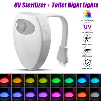 2 in1 UV Sterilizer LED WC Toilet Light PIR Motion Sensor Toilet Seat Night Light 16 Colors Waterproof Backlight for Toilet Bowl
2 in1 UV Sterilizer LED WC Toilet Light PIR Motion Sensor Toilet Seat Night Light 16 Colors Waterproof Backlight for Toilet Bowl