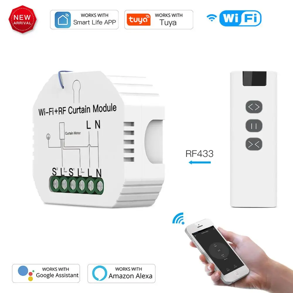 DIY Smart Home WiFi Breaker RF Smart Curtain Blinds Module Switch Roller Shutter Motor Tuya Wireless Work With Alexa Google Home
DIY Smart Home WiFi Breaker RF Smart Curtain Blinds Module Switch Roller Shutter Motor Tuya Wireless Work With Alexa Google Home