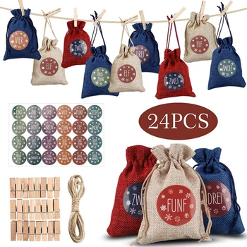 Christmas DIY Advent Calendar Countdown 1-24 Numbers Bag Candy Storage Pouch Jute Gift Bags Drawstring Pouch Home
Christmas DIY Advent Calendar Countdown 1-24 Numbers Bag Candy Storage Pouch Jute Gift Bags Drawstring Pouch Home