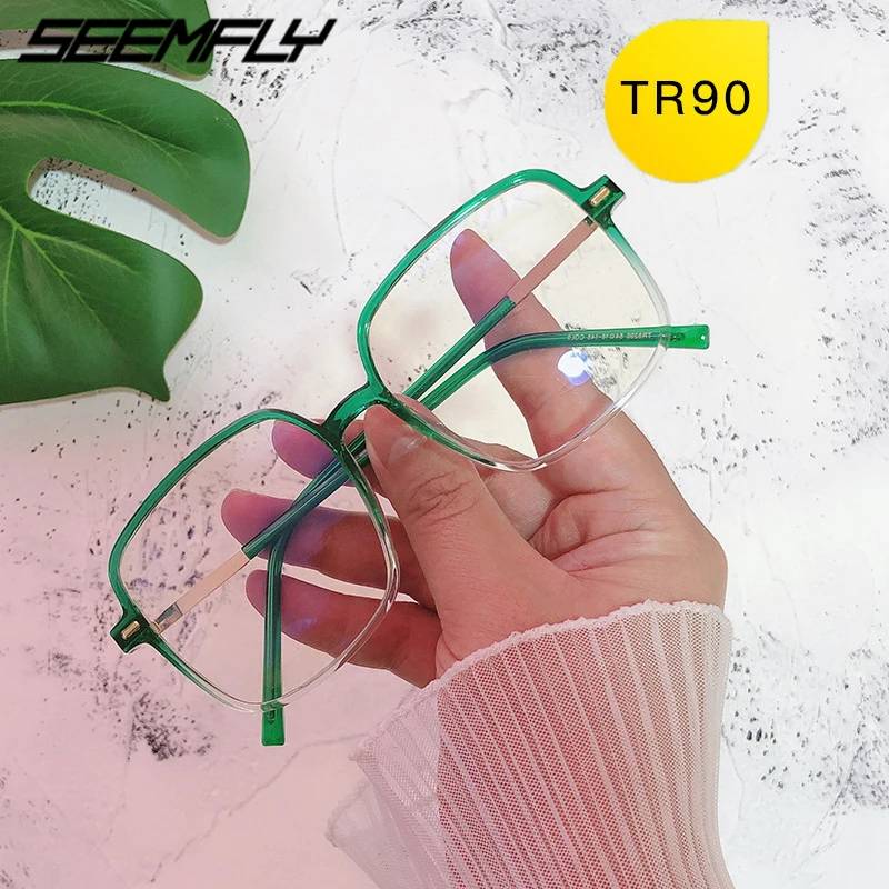 

Seemfly Anti Blue Light Glasses Optical Frame Men Women Spectacle Square TR90 Clear Lens Eyeglasses Male Goggle Unisex Eyewear