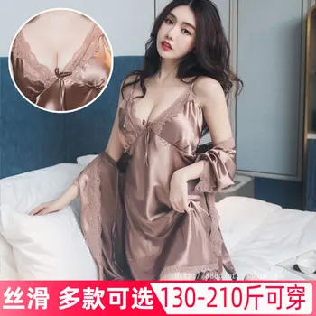 Large Size Slip Nightdress Real Silk Short Sleeve Nightgown Two-Piece Fat Mm200 kg Ice Silk Sexy Pajamas Women
Large Size Slip Nightdress Real Silk Short Sleeve Nightgown Two-Piece Fat Mm200 kg Ice Silk Sexy Pajamas Women
